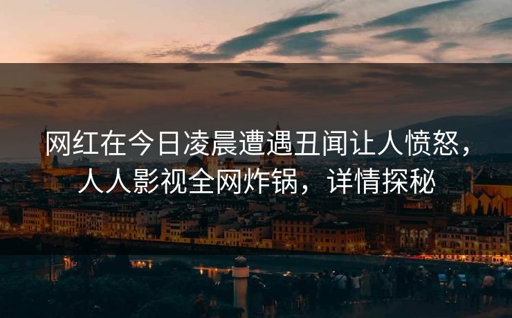 网红在今日凌晨遭遇丑闻让人愤怒，人人影视全网炸锅，详情探秘