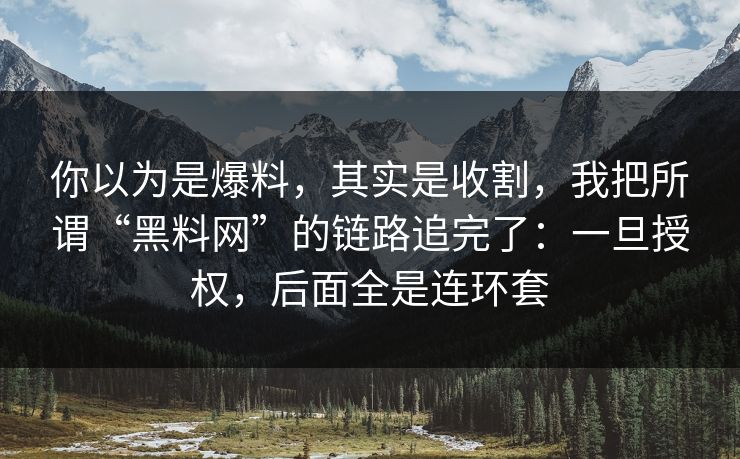 你以为是爆料,其实是收割,我把所谓“黑料网”的链路追完了:一旦授权,后面全是连环套 你以为是爆料,其实是收割,我把所谓“黑料网”的链路追完了:一旦授权,后面全是连环套