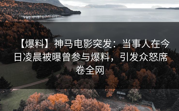 【爆料】神马电影突发:当事人在今日凌晨被曝曾参与爆料,引发众怒席卷全网
