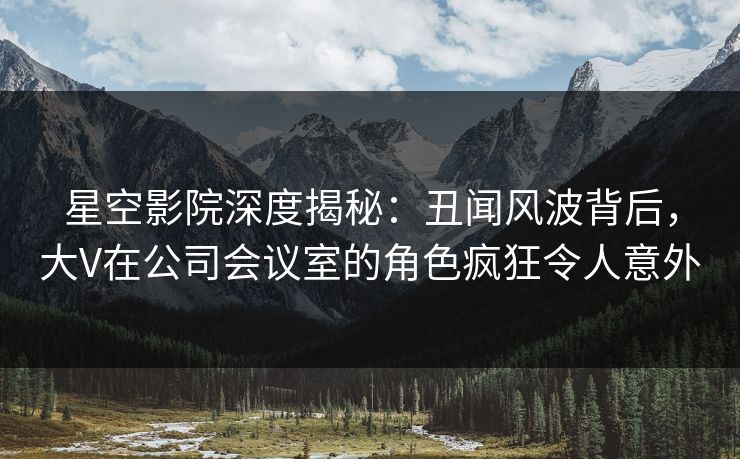 星空影院深度揭秘：丑闻风波背后，大V在公司会议室的角色疯狂令人意外